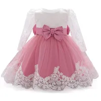 Платья для девочек рождены Big Bow Proment First Birthday For Table Girl Одежда