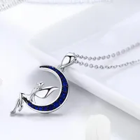 Kedjor Sterling Silver The Night Fairy Pendant Moon Original Link Chain for Women Fine Jewelry Gift ECN244Chains