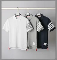 2022 FashionFashion 2022 TB Thom Brand Polo Shirt Men Men Semoleve Clothing Solid Striped Summer Turn Down Collar Cotton