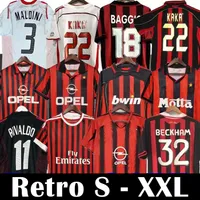 القمصان الرجعية 96 97 99 Gullit Soccer Jersey 02 03 04 05 06 Milans Maldini Van Basten Football Ronaldo Kaka Inzaghi AC 06 07 09