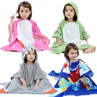 Girls Bathrobes Kids Hooded Cartoon Clothing Babies Colorful Bath Robe Boys Bathroom Cotton Pajamas Children's Towel QWC300F