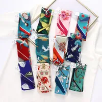 Scarves 2022 Designer Long Skinny Purse Bag Handle Ribbon Scarf Silk Bandana Woman Summer Hair Tie Headbands For Women F5872