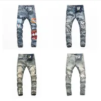 Высококачественные мужские джинсы огорченные разорванные брюки Biker Slim Fit Mothercycle джинсовые брюки мужские дизайнерские джинсы размером 28-40