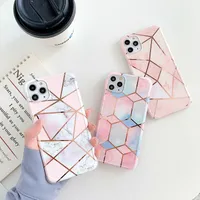 Luxury Geometric Marble Phone Case For iphone 11 12 13 mini Pro Max XS X XR 7 8 plus SE 2020 Silicone Shockproof Cases Cover