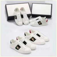 With Box Men Women Sneaker Casual Shoes Snake Chaussures Leather Sneakers Ace Bee Embroidered Stripes white Shoe flat platform Wal173S
