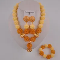 Orecchini collana beige africano matrimonio perline nigeriane set di gioielli set cristallo e costumi di perle simulato fzz104earrings orecchini