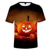 T-shirts van heren 2022 Mannen Dames Halloween T-shirt 3D Pompoen Lantaarn Print T-shirt Zomer Korte Mouw O-hals Casual Kleding