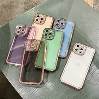 Plating Lens Camera Protection Glitter Diamond Pattern Phone For iPhone 12 13 Pro XS Max XR 7 8 Plus 12mini Soft Cover