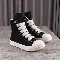 High 2022s Street Rick Canvas Shoes Jumbo Shoeslace Solid Black Black Sneakers Slidber Rubber Owens Women's Sneakers with Box Size 34-48 Flds