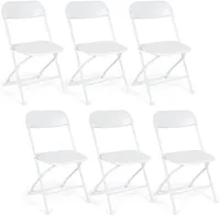 4パックの白いプラスチック折りたたみ椅子パーティーチェアスタック可能な屋内屋外チェア付きスチールフレーム付き330ポンドの結婚式の裏庭イベントミーティングハウスフェスティバルディナー