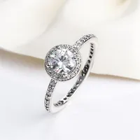 NEW 925 Sterling Silver CZ Diamond RING LOGO Original Box for Pandora Wedding Ring Engagement Jewelry Rings for Women Girls215r