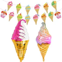 Party Decoration Sweet Cone Popsicle Hanging Bunting Ice Cream Balloon Pull Flag DIY Summer Decor Kid Birthday Baby Shower