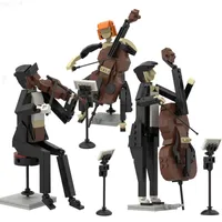 MOC Jazz Band Double Bass Trompeta Violina Construcción Figuras de acción Vocalistas Pianist ensamblan juguetes de ladrillo para regalos de amigos T220716