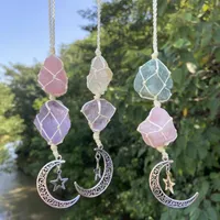 Pendant Necklaces Natural Gemstone Healing Crystal Reiki Stone Moon Car Hangings Hand-woven Coloured Sun Catchers Wall Ornament Home Decor