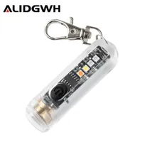 Alidgwh Torch Lighter Mini Flashlight Multi Function 400LM Keychain Light Owith UV Light RGB Color Type-C高速充電