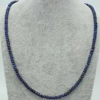 2x4mm Natural Blue Sapphire Faceted Gemstone Roundel Beads Necklace 18"