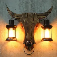 مصابيح الجدار تصميم الضوء الصناعي الرجعية الحديد الخشب مصباح الزجاج الإبداعي مقهى مطعم بار بجانب السرير