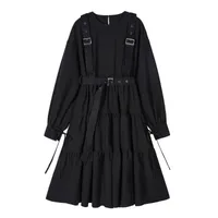 Sukienki swobodne styl gotycki czarny długi sukienkę Kobiety punkowy rękaw koronkowy w stylu vintage midi 2022 Fashion Halloween Cosplay Loose vestidoscasual