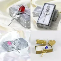 Fashion Crystal Rose Favor med Färgglada Box Party Favors Baby Shower Souvenir Ornamenter för Guest Romantic Wedding Gifts 61 P2
