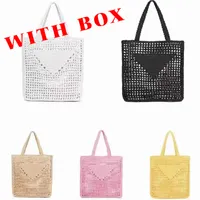 2022 Designer Brands Hollow Letters Straw Tote Fashion Paper Woven Women Shoulder Bags Summer Beach Luxe handtas