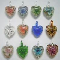 10st Lot Multicolor Heart Murano Lampwork Glass Pendants smycken Tillbeh￶r f￶r DIY Craft Gift PG01231A