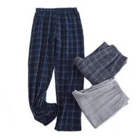 Men's Sleepwear 2022 Spring Summer Men 100%Cotton Sleep Bottoms Male Top Quality Home Pants Trousers For Casual Plaid Pajama XXL-XXXL