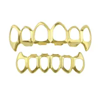 Hip Hop 6 Teeth Hollow Band Diamond Braces Gold Plated Drip Grillz Bling Bling Gold Teeth245I