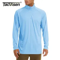 Tacvasen Mens Sunskin Protection Lange Mouw Shirts Antiuv Outdoor Tops Golf Pullovers Summer Swimming T -shirt workout Zip Tee 220520