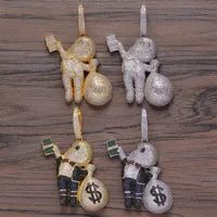 Kleine Größe hochwertiger Messing CZ Stones Cartoon Männer Geldbeutel Halskette Hüfthop -Heizungsjuwely Bling Bling aus CN199 Y12203192