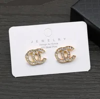 혼합 된 간단한 18K 금 도금 925 실버 럭셔리 편지 스터드 브랜드 디자이너 기하학적 유명한 여성 라운드 크리스탈 라인 석 진주 귀걸이 웨딩 파티 쥬얼리