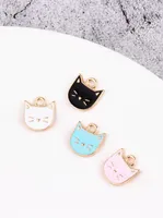 Charms MRHUANG 10pcs/pack Lovely Cat Animals Enamel Alloy Pendant Fit Necklaces Bracelets DIY Jewelry Accessories
