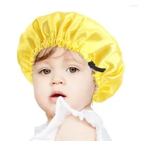 Beanie/Skull Caps Children's Double-Layer Satin fodrad hårhuven Vanlig färg Baby Shower Cap Justering