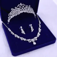 Nuevo tocado de collar de novia de joyas accesorios de boda de tres piezas spot al por mayor