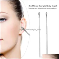 Zaopatrzenie w pielęgnację ucha Zdrowia stal nierdzewna Earpick Earpick Curette Cleante Cleaner Pick Spoon Wax Tool 2pcs Drop dostawa 2021 rneejx