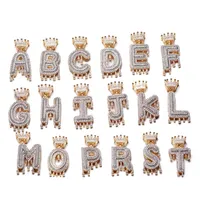 Custom Name Crown Bail Drip Initials Letters Necklaces & Pendant For Men Women Gold Color Cubic Zircon Hip Hop Jewelry300F