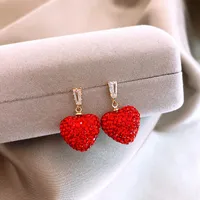 Dangle Kronleuchter Korea Design Fashion Schmuck sexy rote Liebe Kristall Anhänger Ohrringe Festliche Frauenfeiertagsfeier AccessoiresDangle