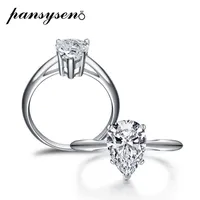 Anillos de racimo Pansysen Pear Forma 7x10 mm Diamond Wedding Anning Silver 925 Jewellry Pareja para mujeres Whole2669