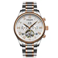 NUEVO SUDIS Fashion Men's Watch de acero inoxidable Tourbillon Automatic Hollow Mechanical Watch Regalo
