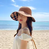 Wide Brim Hats Women 's for the Sun Hat Bucket Women Luxury Designer 브랜드 Fisherman Summer Panamawide Wend22