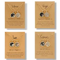 Pendant Necklaces 12 Constellation Necklace For Women Men Star Zodiac Sign Leo Libra Aries Wish Card Fashion Couple Jewelry Gift