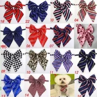 100 PC Lot farbenfrohe handgefertigte verstellbare große Hunde Krawatten Bogen Binsen Haustierbindungen Katzenpflegezubehör L8 LJ200923