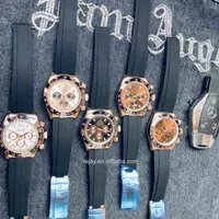 Luxury Automatic Asia 2813 Mechanical Watch Mens Rose Gold Waterproof Watches Men 116515 Crystal Oyster Rubber Strap Wristwatch