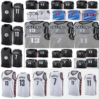 Jersey Brooklyn''nets''new Kevin Kyrie 7 Durant Mens Jersey 11 Irving 13 City Harden 13 농구 저지 농구 Black White Blue
