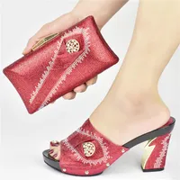 Dress Shoes Ity Arrival Red Color Comfortable Streamline Style Ladies And Bag Set With Rhinestone For Party WeddingDress