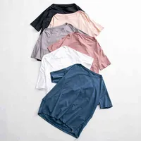 Lu Nwt feminino de ioga Tops Camisetas esportivas Camiseta curta de manga curta para ginástica de ginástica vestir roupas esportivas de roupas esportivas