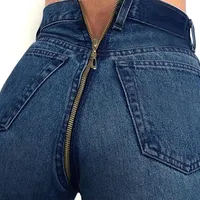 Sexy Back Zipper Long Jeans Women Basic Classic High cintura elástica STRING232V