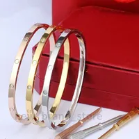 4 mm dunne gouden armbanden armbanden voor vrouwelijke mannen titanium stalen liefhebbers armband met doos 16-19 cm bangle heren armbanden