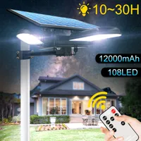108led Solar Street Light med fjärrkontroll Lång arbetstid Sollampa Nyaste säkerhetsbelysning för trädgårdsväg