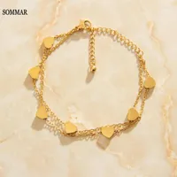 Cadena de enlaces Sommar Resin Charms Gold Mujeres Pulseras Little Love Heart Heart One Directs Disfraz Jewellery Fawn22