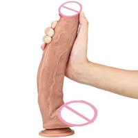 Masajeador vibrador alien súper largo gran gran pene falso 30 cm de doble capa silicona de masturbación femenina Falso